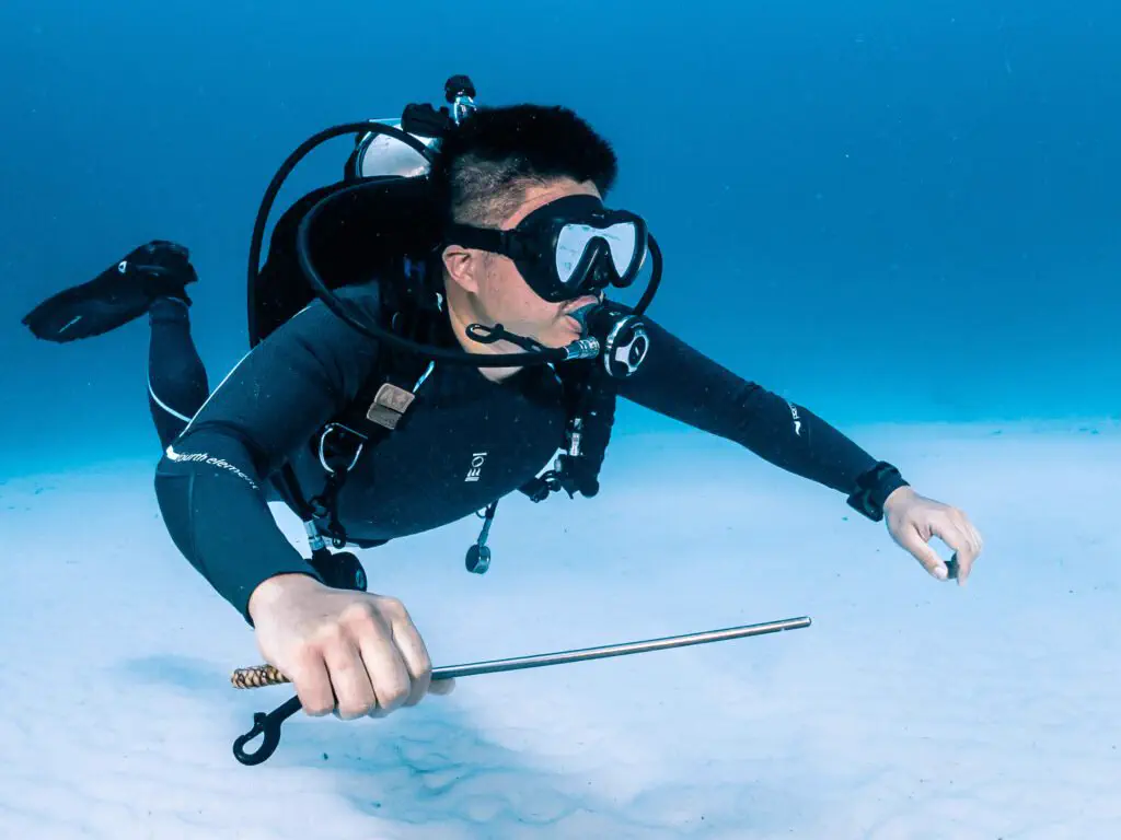 Diver on the advanced diver course in Bira, South Sulawesi