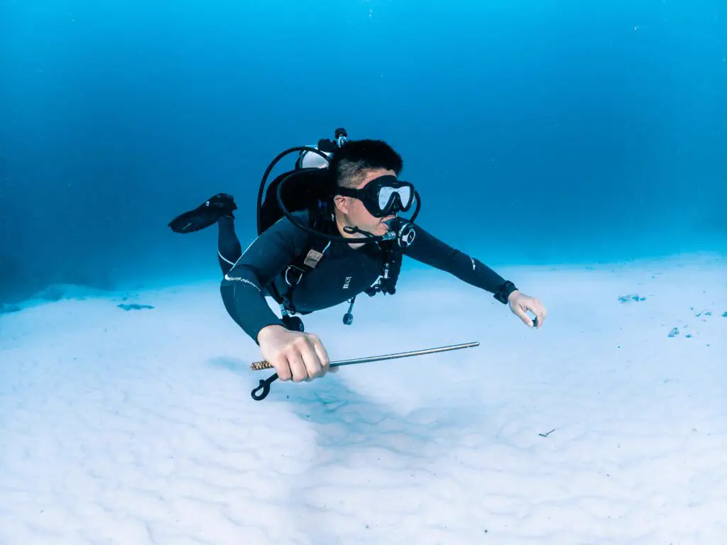 Student diver on the advanced diver course in Bira, South Sulawesi
