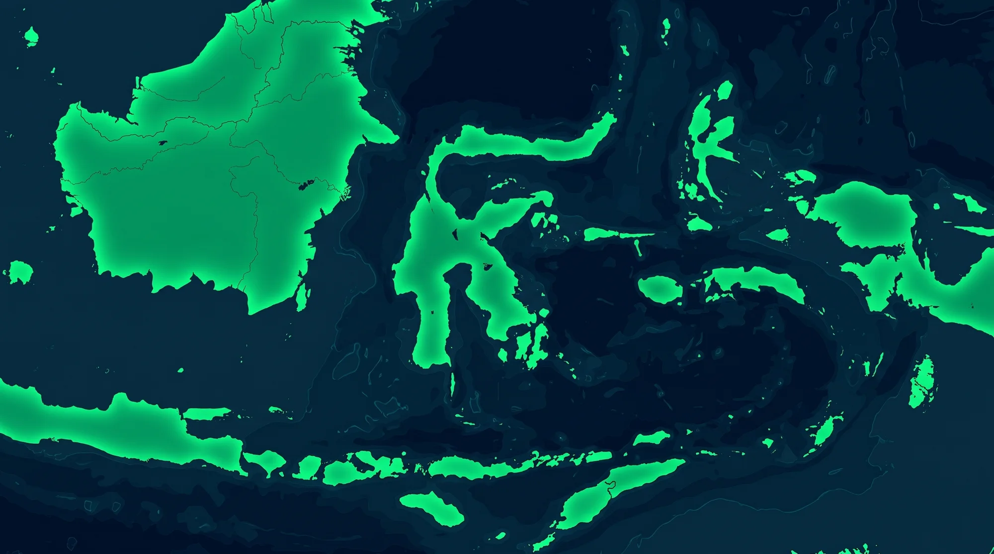 Map of GaiaOne's region — Borneo, Sulawesi and Raja Ampat
